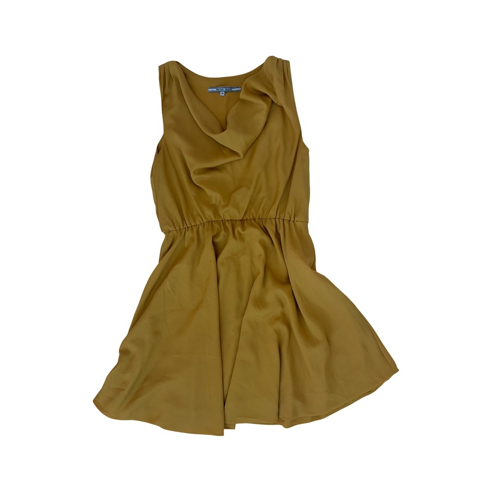 Silvian Heach Mustard Yellow Cowl Neck Sleeveless Elastic Waist Mini Dress XS